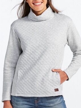 L.L. Bean Quilted Turtleneck Sweatshirt - Light Gray Size Petite Small